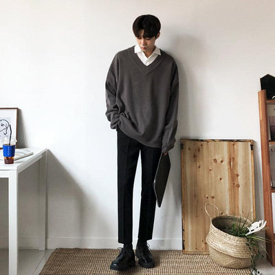 OH V-Neck Oversized V-Neck Sweater-korean-fashion-Sweater-OH Atelier-OH Garments