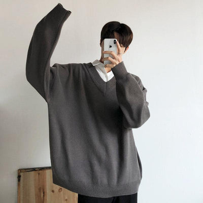 OH V-Neck Oversized V-Neck Sweater-korean-fashion-Sweater-OH Atelier-OH Garments