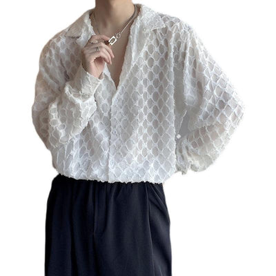 Woo Lace Diamond Pattern Shirt-korean-fashion-Shirt-Woo's Closet-OH Garments