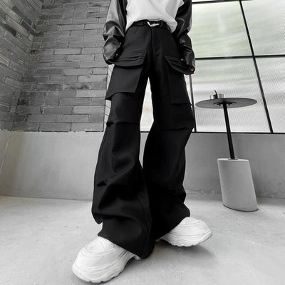 Woo Pleated Flap Pocket Loose Pants-korean-fashion-Pants-Woo's Closet-OH Garments