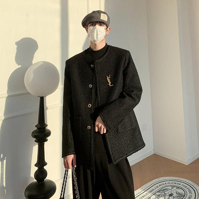 Woo Round Neck Tweed Blazer-korean-fashion-Blazer-Woo's Closet-OH Garments