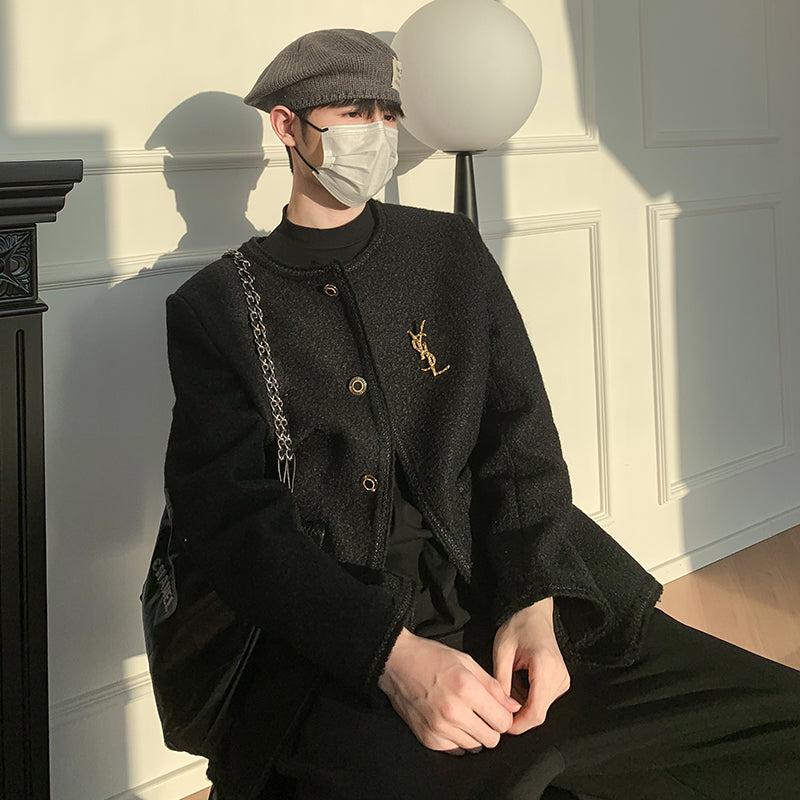 Woo Round Neck Tweed Blazer-korean-fashion-Blazer-Woo's Closet-OH Garments