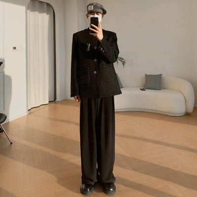Woo Round Neck Tweed Blazer-korean-fashion-Blazer-Woo's Closet-OH Garments