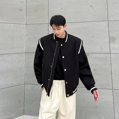 Woo Shoulder Emphasis Varsity Jacket-korean-fashion-Jacket-Woo's Closet-OH Garments