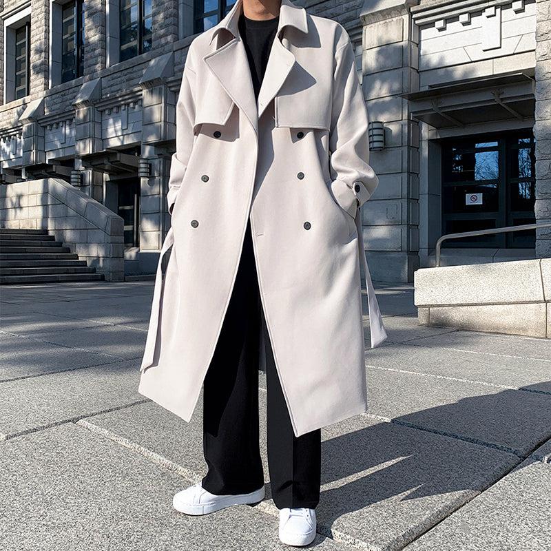 Woo Two Flap Pockets Trench Coat-korean-fashion-Long Coat-Woo's Closet-OH Garments