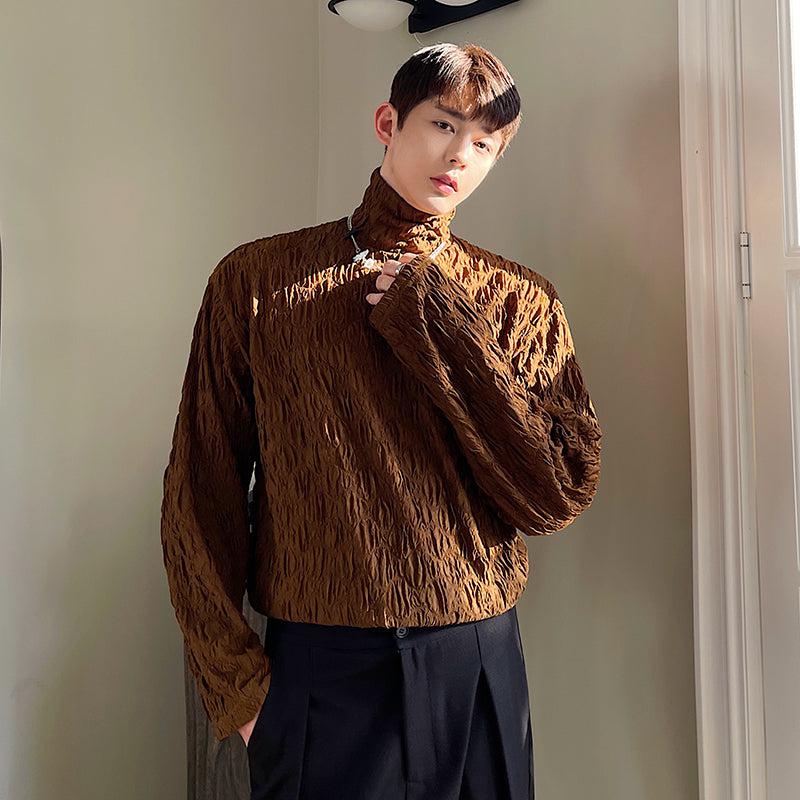 ★韓国人気★LOOKPLE★LOOK NINEWOOD WOOL CHECK SWEATSHIRT Woo Wood Texture Turtleneck