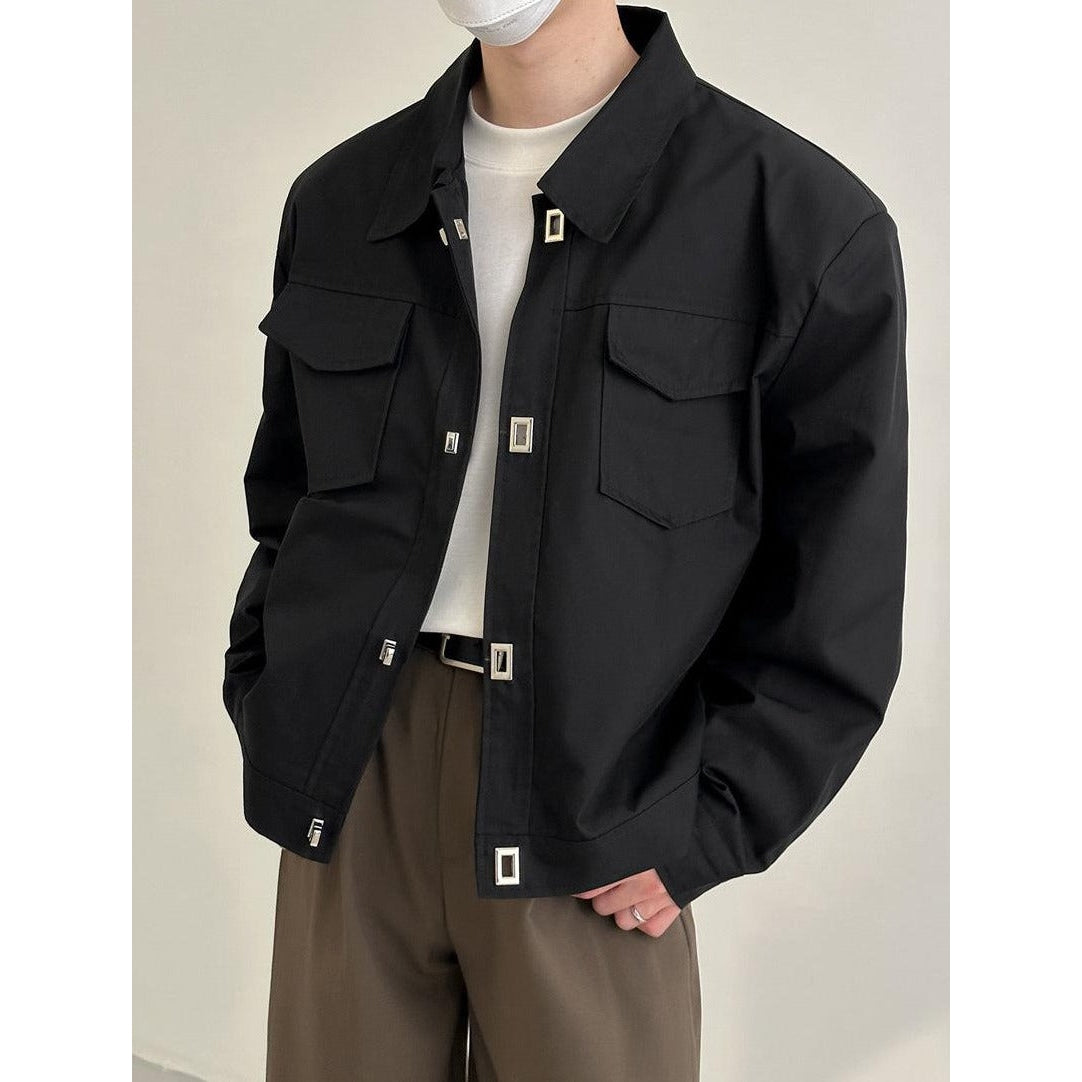Zhou Breast Pocket Metal Button Jacket-korean-fashion-Jacket-Zhou's Closet-OH Garments