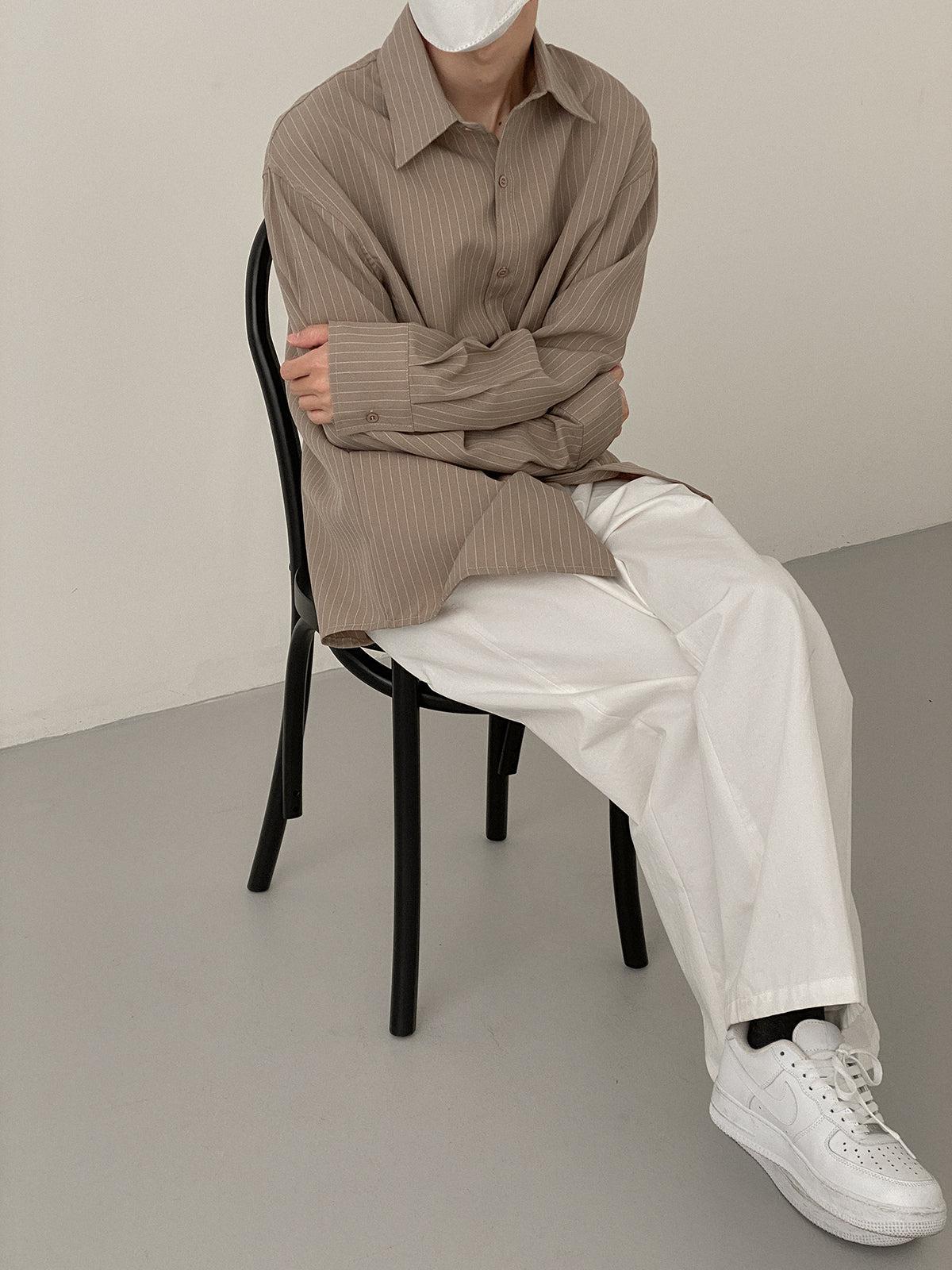 Zhou Broken Lines Long Sleeve Shirt-korean-fashion-Shirt-Zhou's Closet-OH Garments