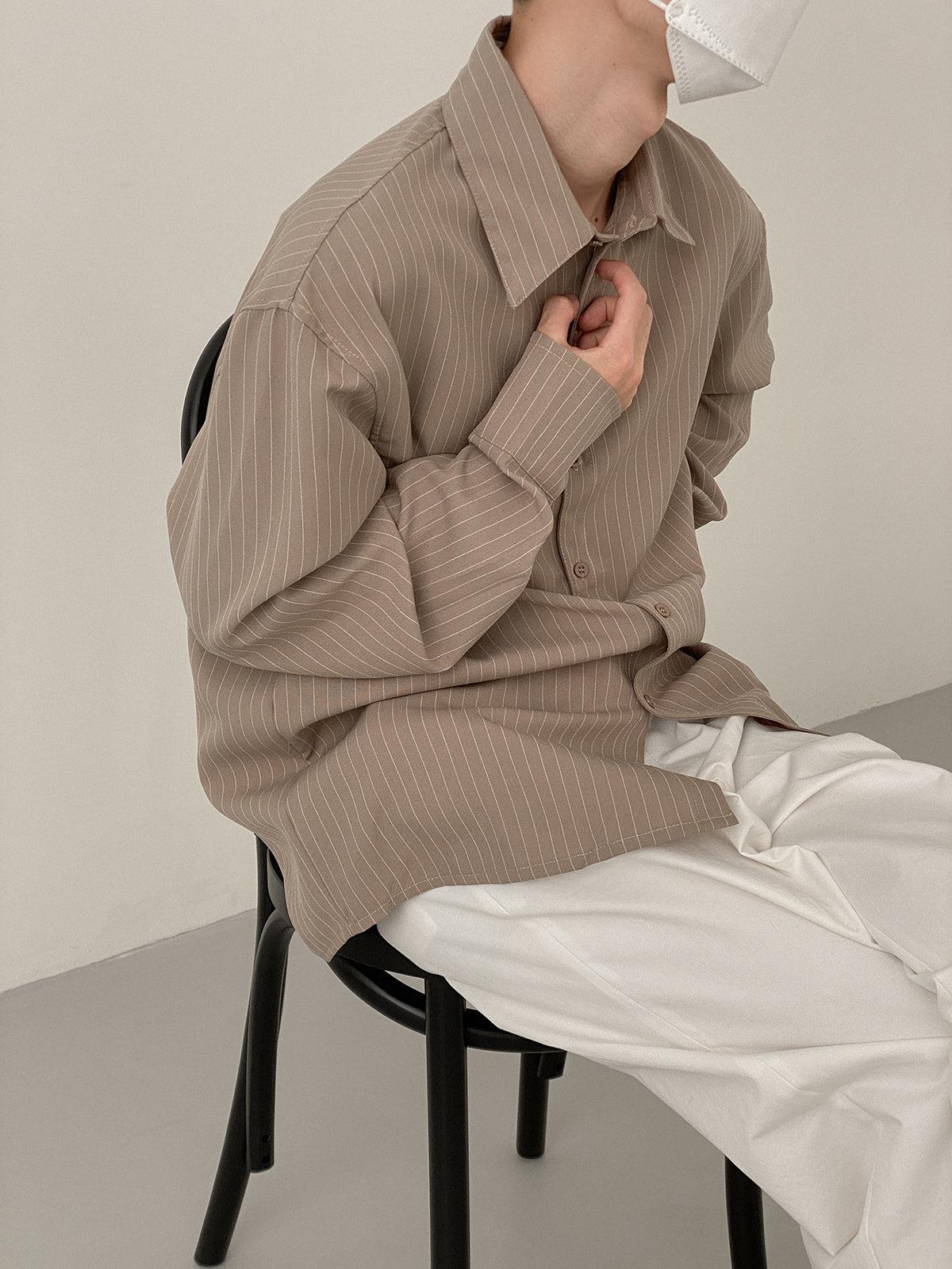 Zhou Broken Lines Long Sleeve Shirt-korean-fashion-Shirt-Zhou's Closet-OH Garments
