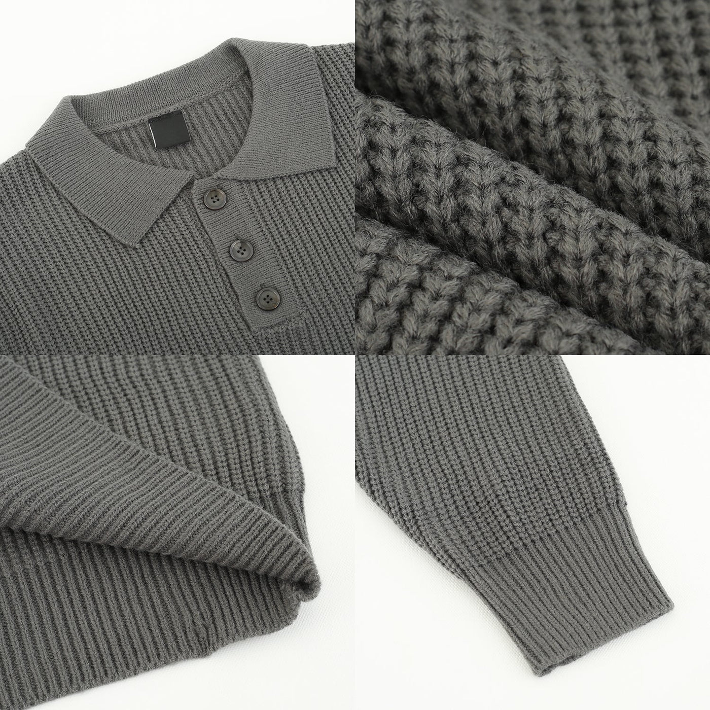Zhou Buttoned Long Sleeve Knitted Polo-korean-fashion-Polo-Zhou's Closet-OH Garments