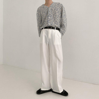 Zhou Casual Pleated Bootcut Trousers-korean-fashion-Pants-Zhou's Closet-OH Garments