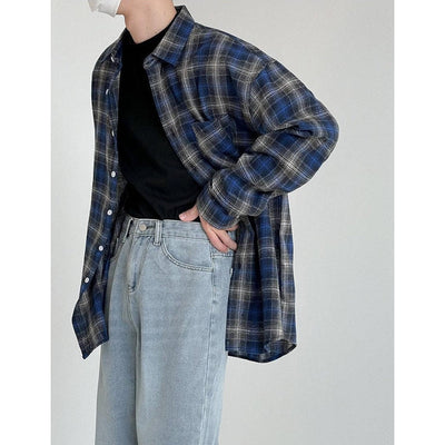 Zhou Checkered Buttoned Shirt-korean-fashion-Shirt-Zhou's Closet-OH Garments