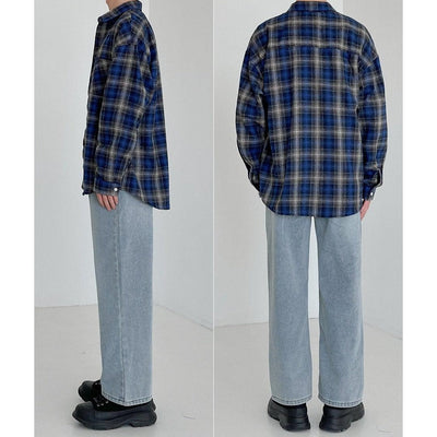 Zhou Checkered Buttoned Shirt-korean-fashion-Shirt-Zhou's Closet-OH Garments