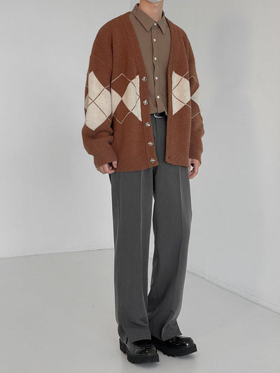 Zhou Checkered Midriff Knit Cardigan-korean-fashion-Cardigan-Zhou's Closet-OH Garments