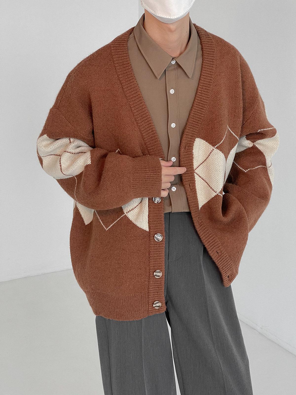 Zhou Checkered Midriff Knit Cardigan-korean-fashion-Cardigan-Zhou's Closet-OH Garments