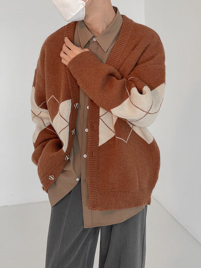 Zhou Checkered Midriff Knit Cardigan-korean-fashion-Cardigan-Zhou's Closet-OH Garments