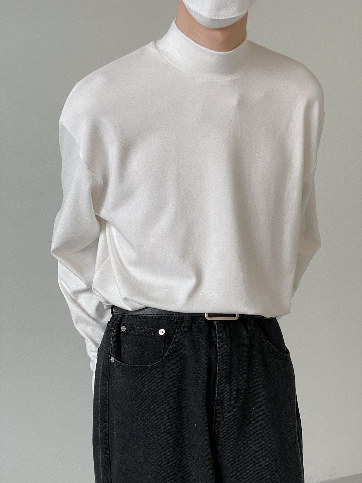 Zhou Chinese Collar Style Long Sleeve T-Shirt-korean-fashion-T-Shirt-Zhou's Closet-OH Garments