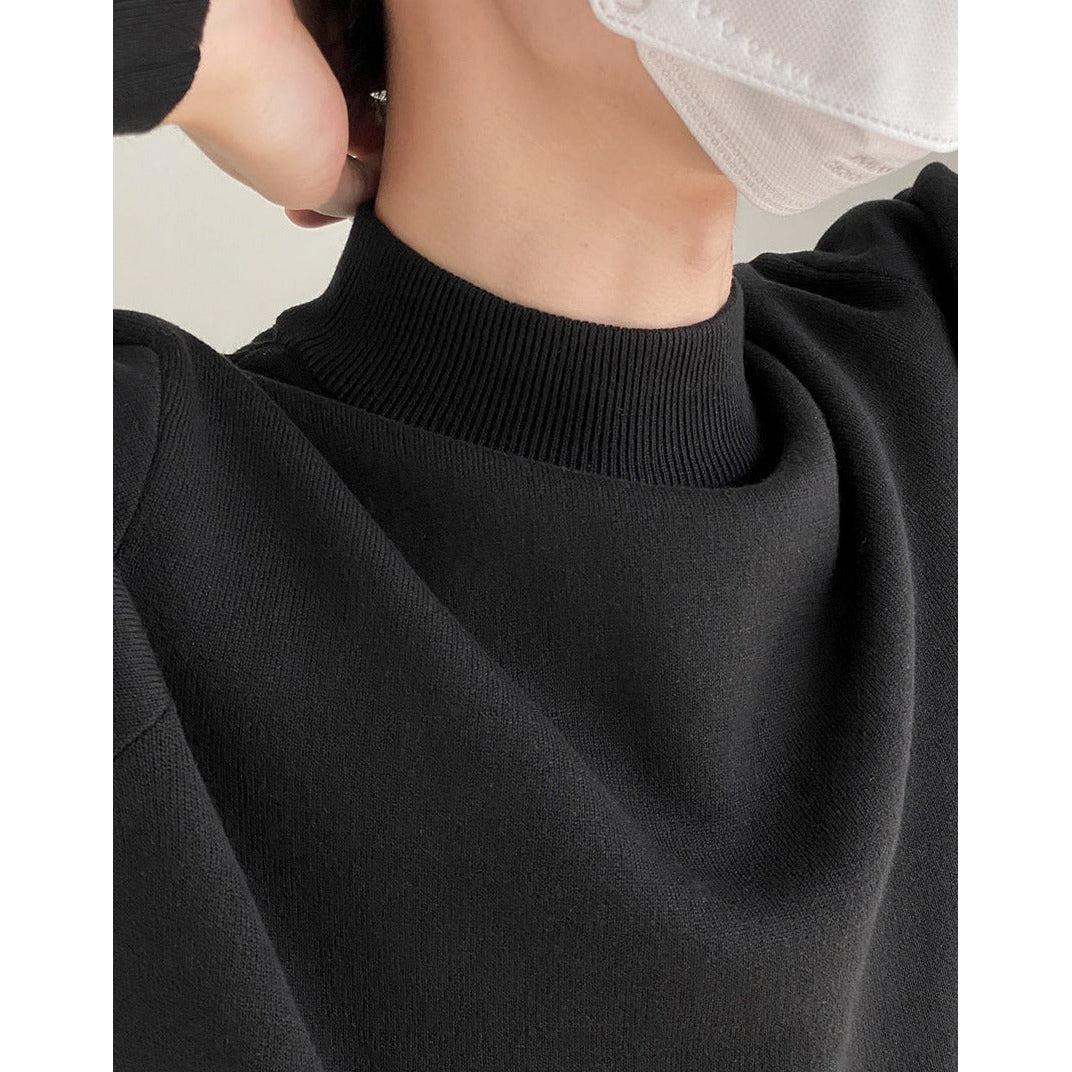 Zhou Comfort Style Mock Neck Long Sleeve T-Shirt-korean-fashion-T-Shirt-Zhou's Closet-OH Garments