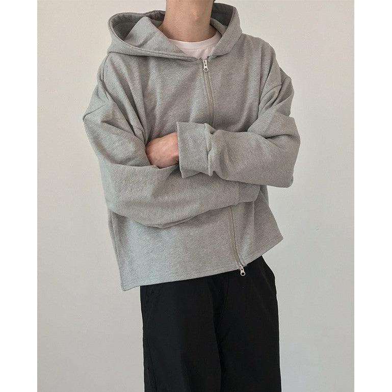 Zhou Cropped Long Sleeve Full-Zip Hoodie-korean-fashion-Hoodie-Zhou's Closet-OH Garments