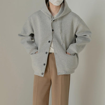 Zhou Drawstring Hoodie Buttoned Jacket-korean-fashion-Jacket-Zhou's Closet-OH Garments