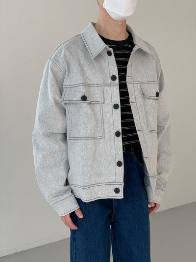 Zhou Essential Ash Trucker Jacket-korean-fashion-Jacket-Zhou's Closet-OH Garments