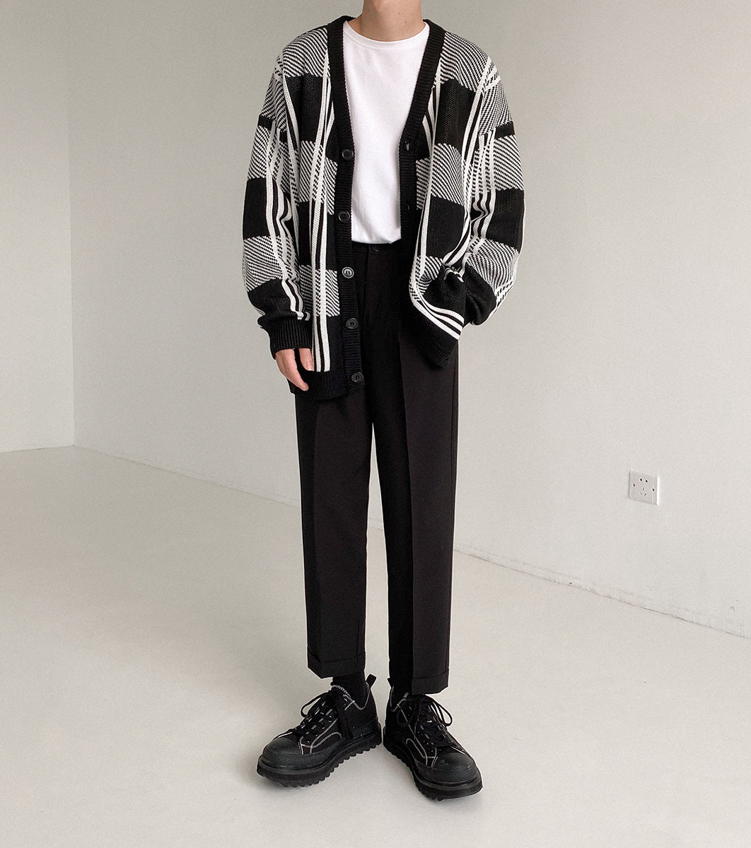 Zhou Essential Cambridge Checkered Knit Cardigan-korean-fashion-Cardigan-Zhou's Closet-OH Garments