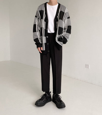 Zhou Essential Cambridge Checkered Knit Cardigan-korean-fashion-Cardigan-Zhou's Closet-OH Garments