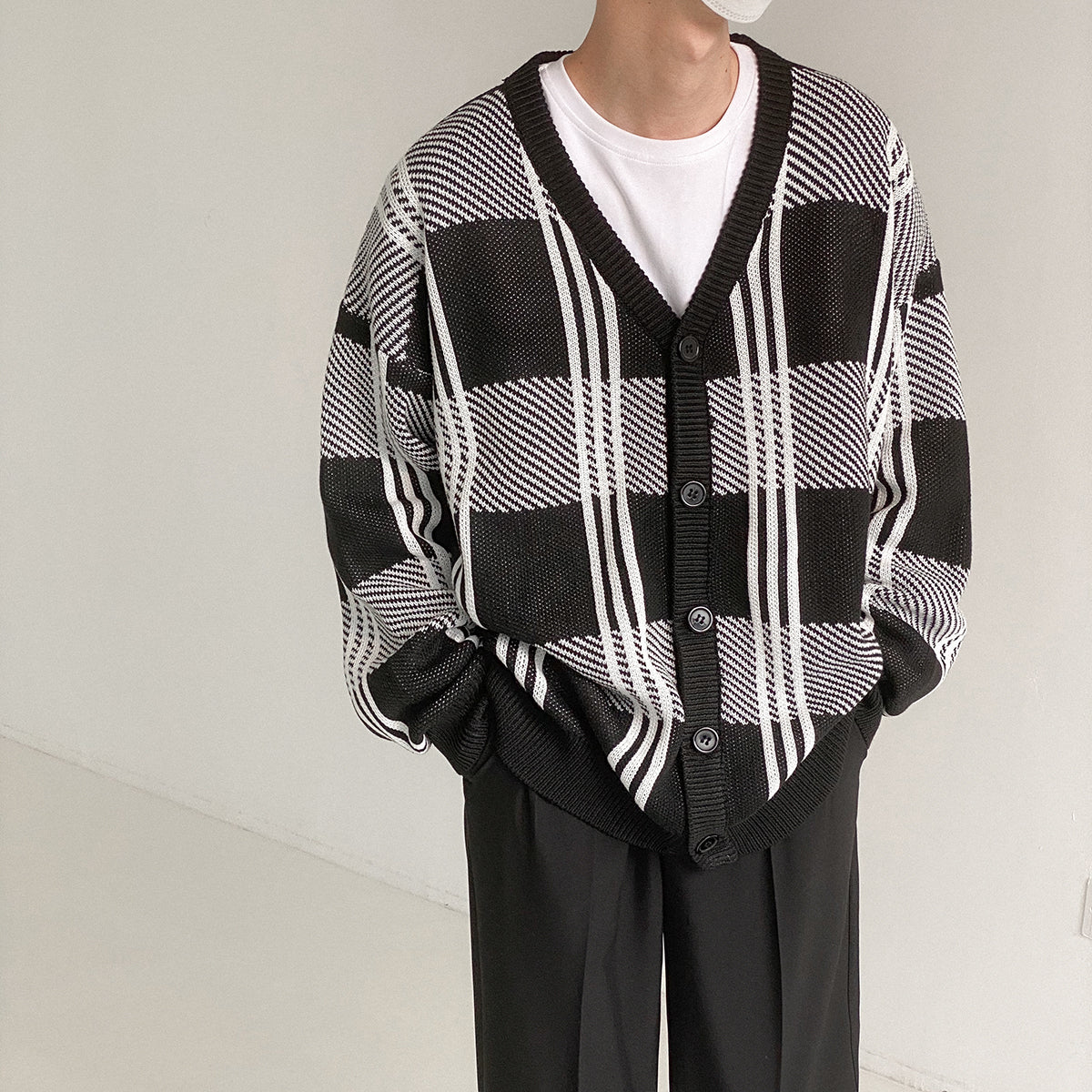 Zhou Essential Cambridge Checkered Knit Cardigan-korean-fashion-Cardigan-Zhou's Closet-OH Garments