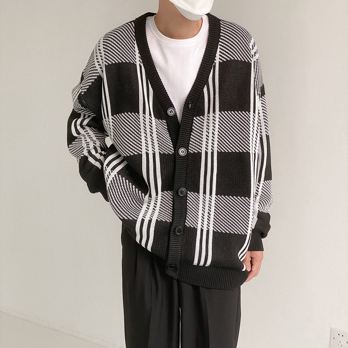 Zhou Essential Cambridge Checkered Knit Cardigan-korean-fashion-Cardigan-Zhou's Closet-OH Garments