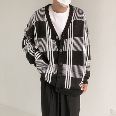Zhou Essential Cambridge Checkered Knit Cardigan-korean-fashion-Cardigan-Zhou's Closet-OH Garments