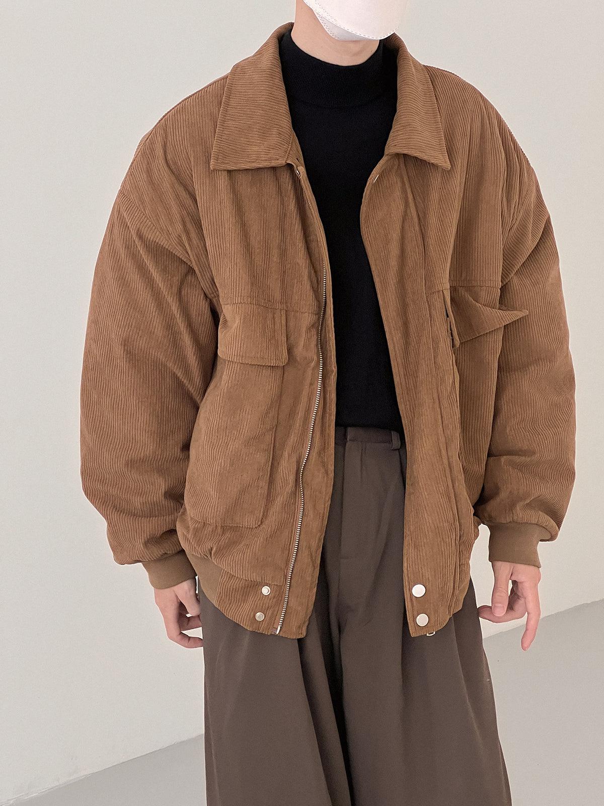 Zhou Essential Double Flap Pockets Corduroy Jacket-korean-fashion-Jacket-Zhou's Closet-OH Garments