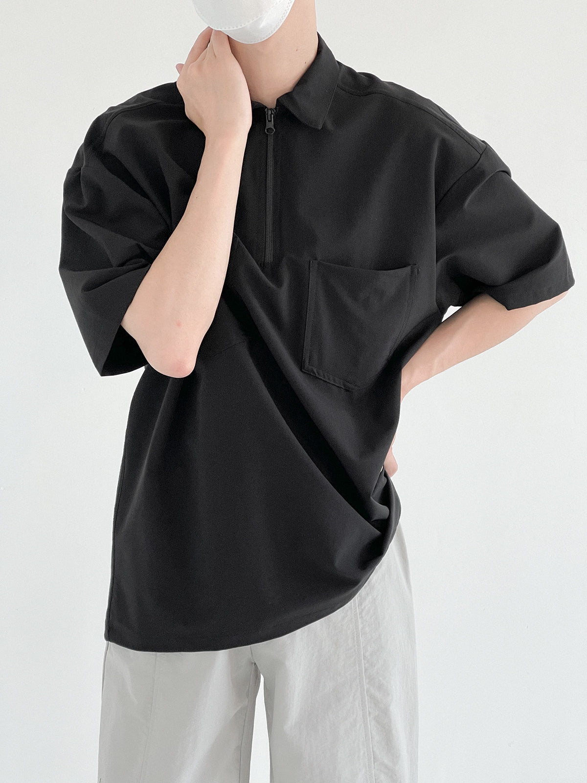 Zhou Essential Double Pocket Polo-korean-fashion-Polo-Zhou's Closet-OH Garments