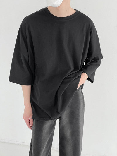 Zhou Essential Elbow-Length T-Shirt-korean-fashion-T-Shirt-Zhou's Closet-OH Garments