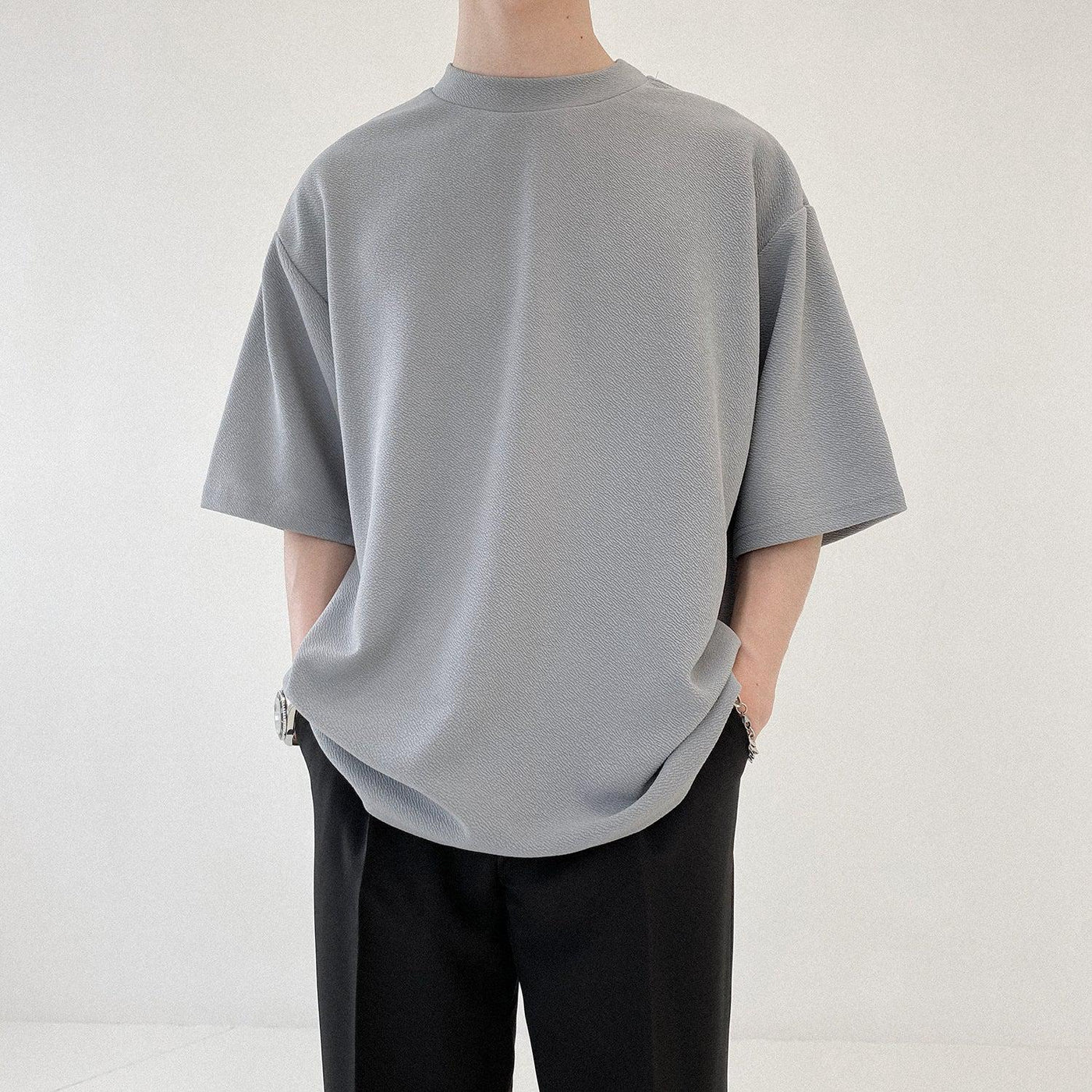 Zhou Essential Misty Texture T-Shirt-korean-fashion-T-Shirt-Zhou's Closet-OH Garments