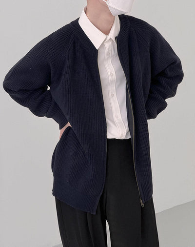 Zhou Essential Open Roundneck Knit Cardigan-korean-fashion-Cardigan-Zhou's Closet-OH Garments