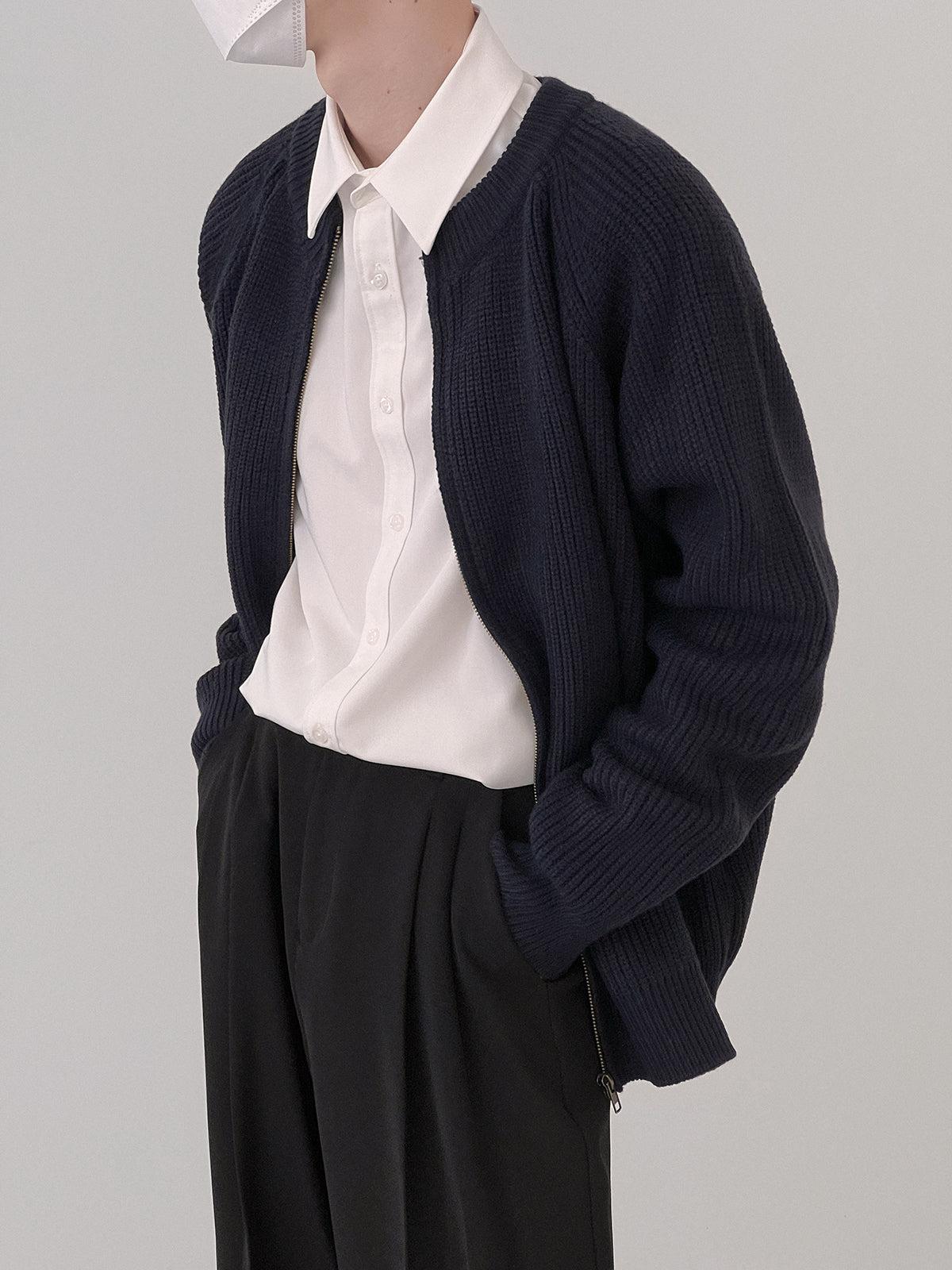 Zhou Essential Open Roundneck Knit Cardigan-korean-fashion-Cardigan-Zhou's Closet-OH Garments
