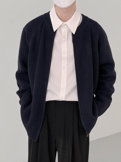 Zhou Essential Open Roundneck Knit Cardigan-korean-fashion-Cardigan-Zhou's Closet-OH Garments