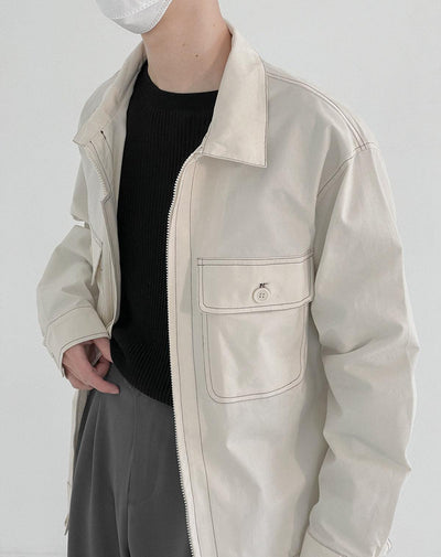 Zhou Essential Piped Double Pocket Jacket-korean-fashion-Jacket-Zhou's Closet-OH Garments