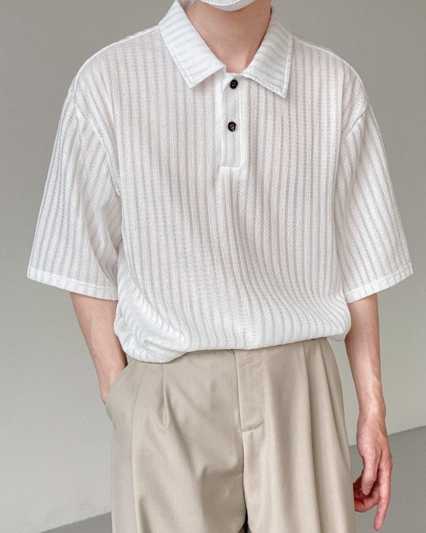 Zhou Essential Ribbed Texture Polo-korean-fashion-Polo-Zhou's Closet-OH Garments