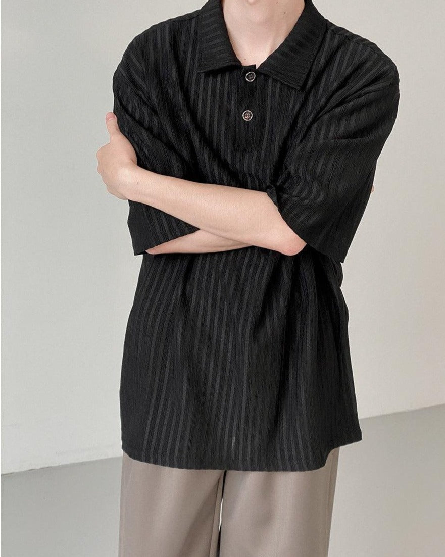 Zhou Essential Ribbed Texture Polo-korean-fashion-Polo-Zhou's Closet-OH Garments