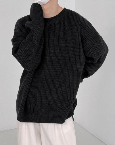 Zhou Essential Roundneck Textured Sweater-korean-fashion-Sweater-Zhou's Closet-OH Garments