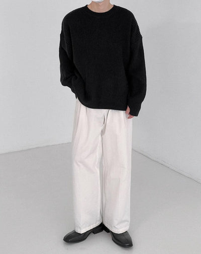 Zhou Essential Roundneck Textured Sweater-korean-fashion-Sweater-Zhou's Closet-OH Garments