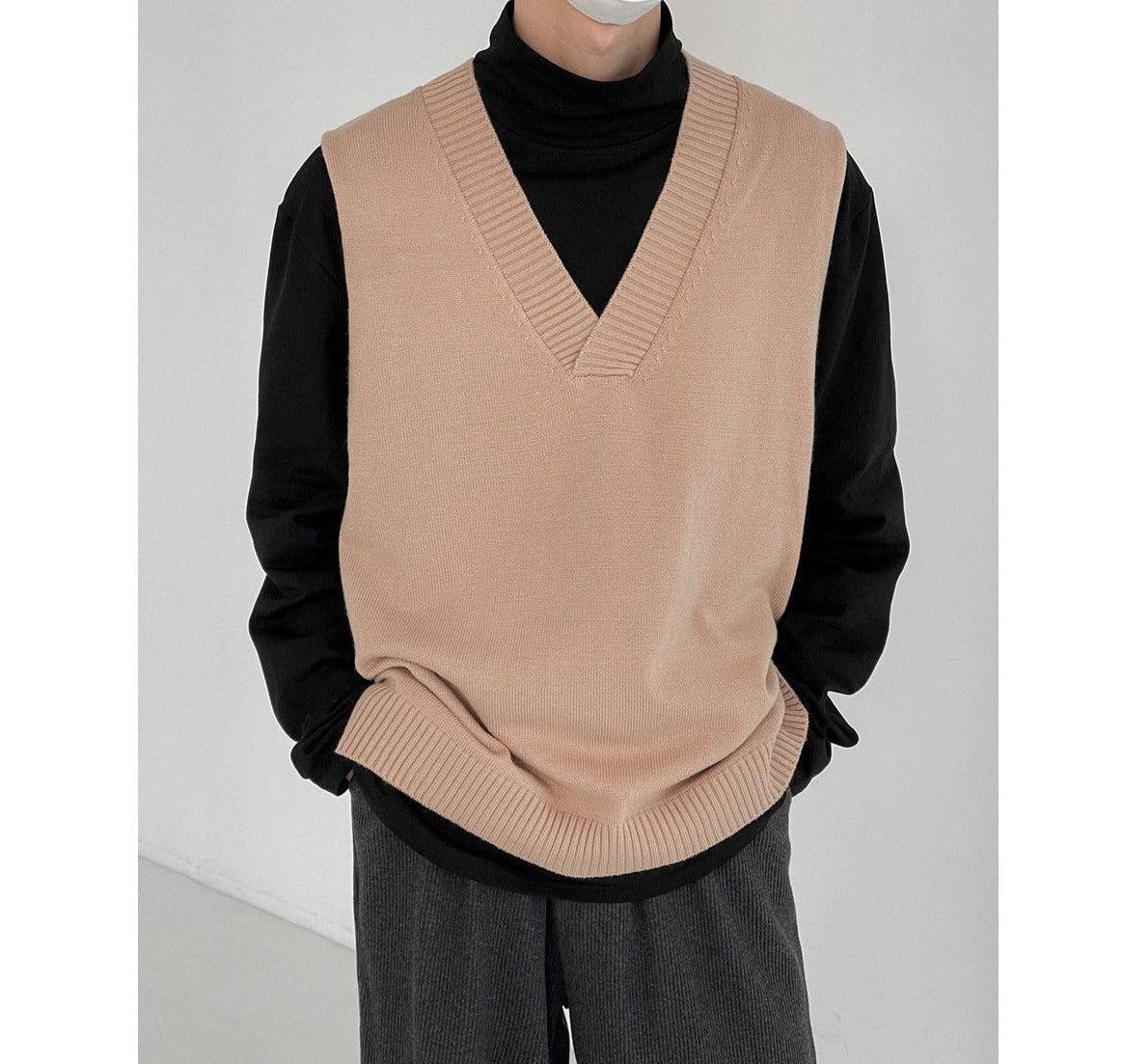 Zhou Essential Textured Knit Vest-korean-fashion-Vest-Zhou's Closet-OH Garments
