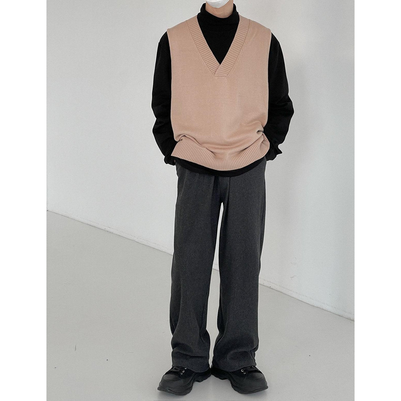 Zhou Essential Textured Knit Vest-korean-fashion-Vest-Zhou's Closet-OH Garments