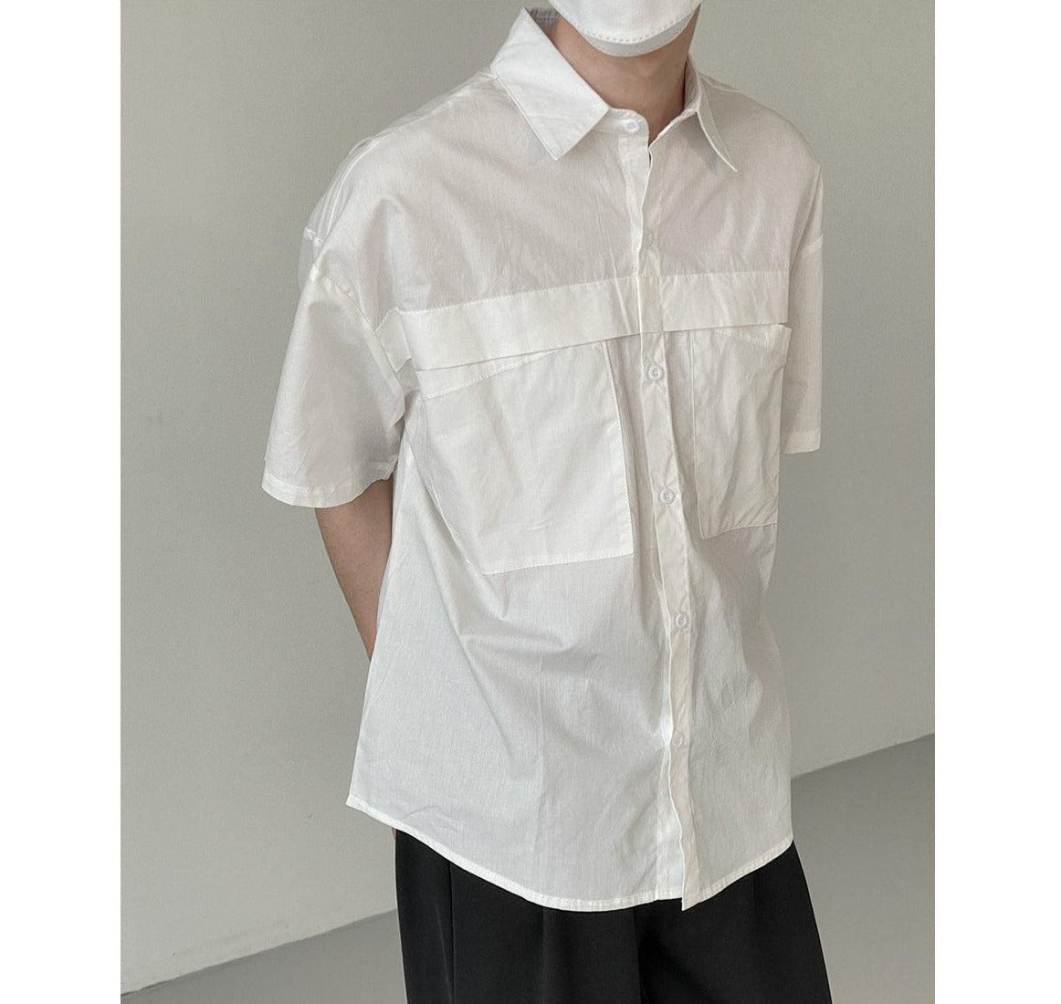 Zhou Essential Two Pockets Relaxed Fit Shirt-korean-fashion-Shirt-Zhou's Closet-OH Garments