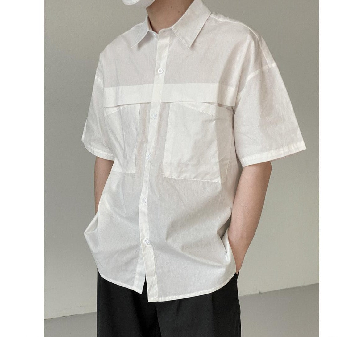 Zhou Essential Two Pockets Relaxed Fit Shirt-korean-fashion-Shirt-Zhou's Closet-OH Garments
