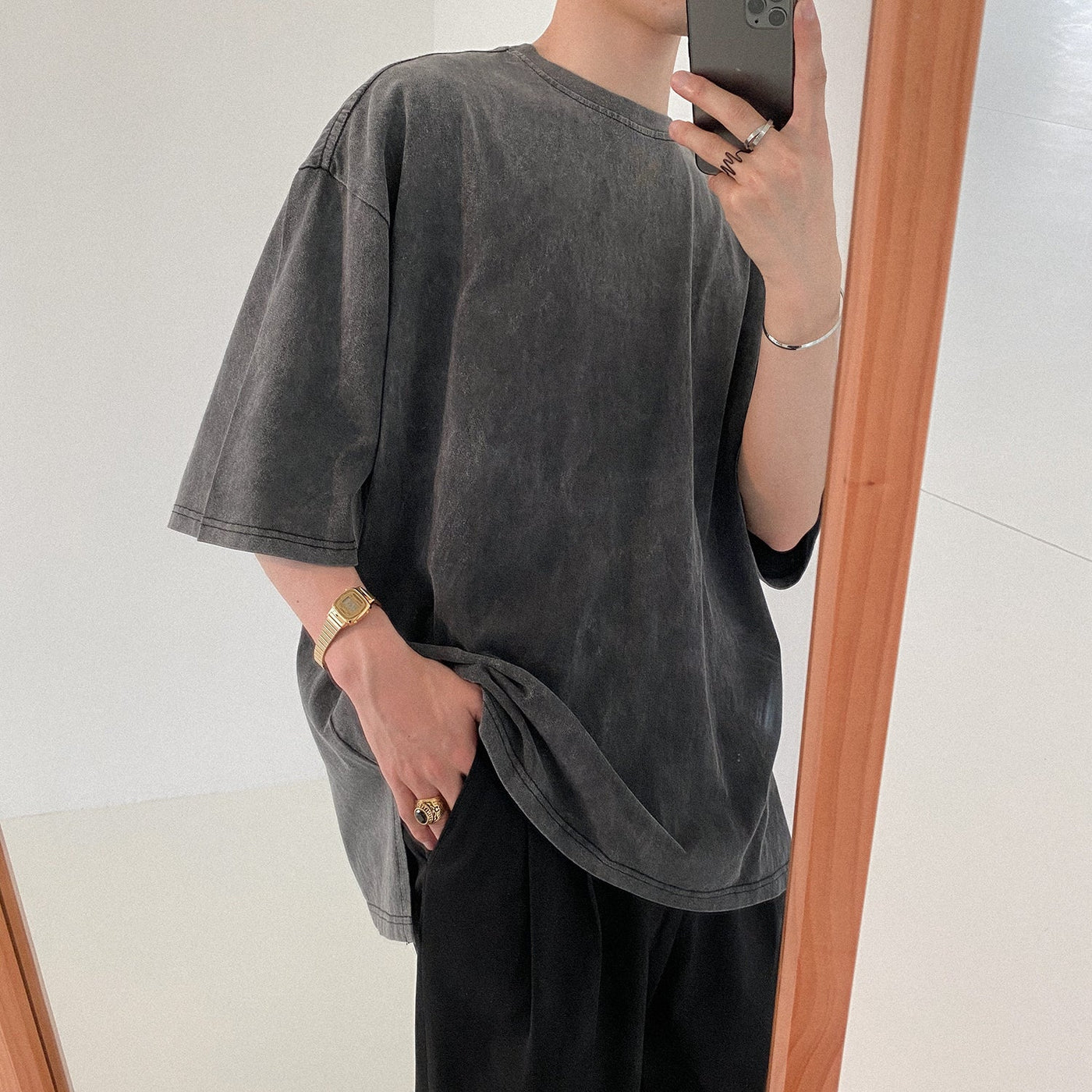 Zhou Essential Washed T-Shirt-korean-fashion-T-Shirt-Zhou's Closet-OH Garments