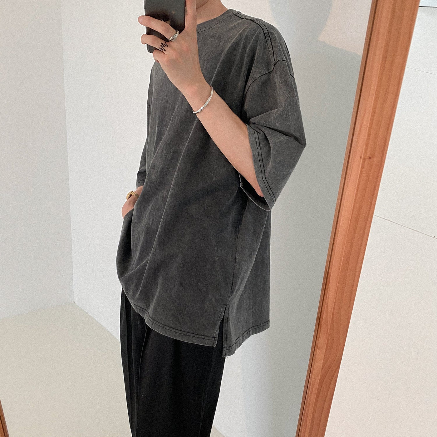 Zhou Essential Washed T-Shirt-korean-fashion-T-Shirt-Zhou's Closet-OH Garments
