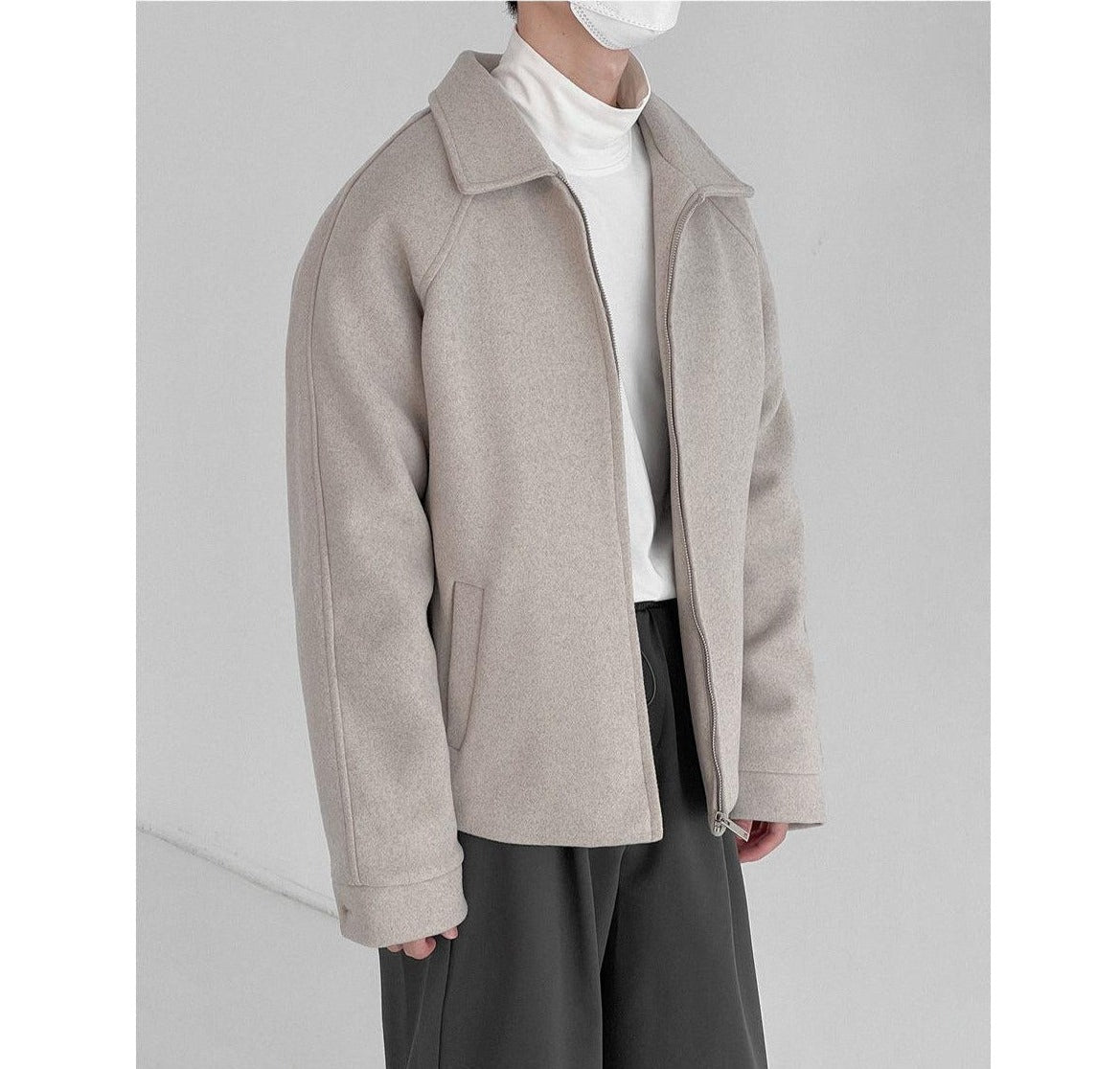 Zhou Essential Wide Collar Zip Jacket-korean-fashion-Jacket-Zhou's Closet-OH Garments
