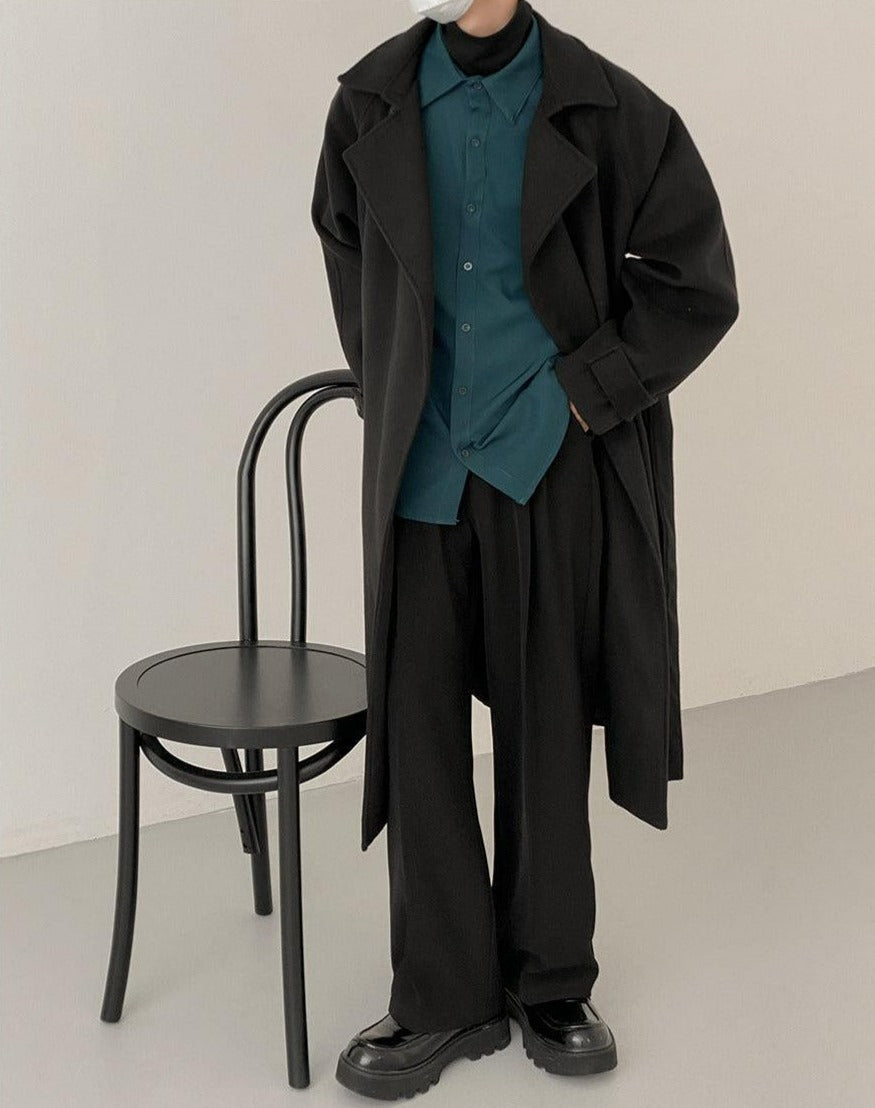 Zhou Essential Wrap-around Overcoat-korean-fashion-Long Coat-Zhou's Closet-OH Garments